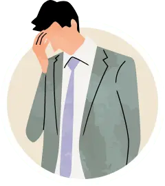 頭を抱えて考えている姿